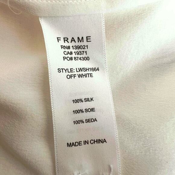 FRAME 100% Silk Clean Safari Shirt in Off White Women's Size Small - Picture 13 of 13